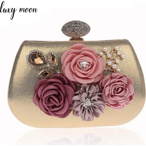 Women Clutch Bag Exquisite Flower Female Clutches Evening Bag For Wedding Banquet Party Purse Female Gold Blue Handbags ZD1068