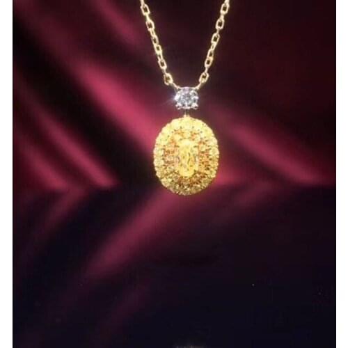 1 Carat ct Wedding yellow Moissanite Diamond Necklace 18K 750 White Gold D color VVS H009 with a certificate