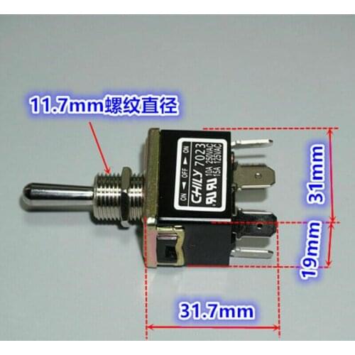 10A 250VAC 15A 125V AC 6PIN ON/OFF/ON Control Rocker Toggle Switch CHILY 7023 Toggle Switch