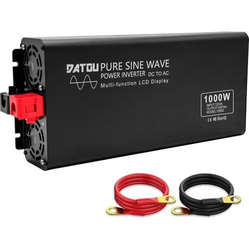 1000W Pure Sine Wave Inverter - Car Power Converter 110V 230V Transformer with 2A USB - LCD Display