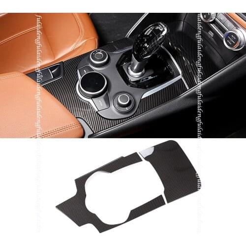 2pcs For Alfa Romeo Giulia 2017-2020 Interior ABS Carbon Fiber Gear Shift Box Panel frame Cover Trim Car Accessories