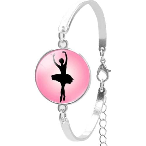 2020 Ballet Dance Bracelet Glamour Glass Cabochon Pink Girly Bracelet Jewelry Gift