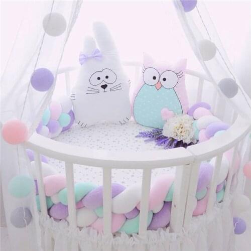 2M3M 4 Knot Soft Baby Bed Bumper Crib Sides 4 Braid 2 Meter Newborn Crib Pad Protection Cot Bumpers Bedding for Infant