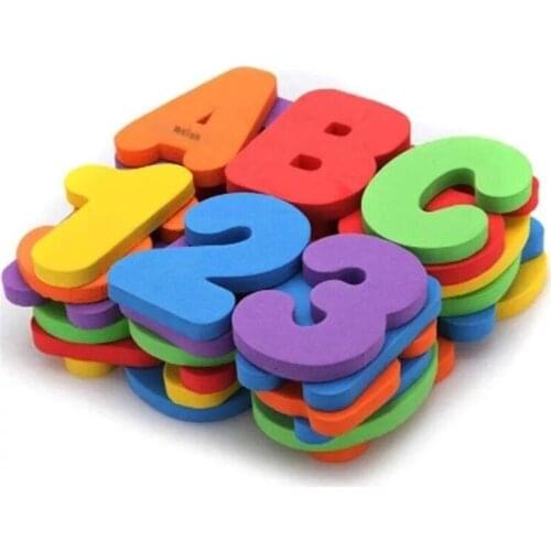 EVA 3D Puzzles Bath Foam Letters and Numbers 36Pcs English Alphabet Letters 0-9 Digitals Toys for Children Stick to the Tub Wall