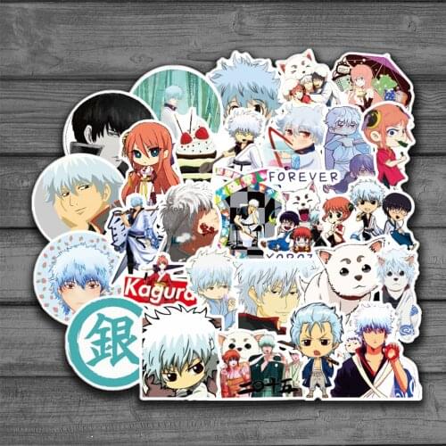 50 Pcs/lot Funny GINTAMA Stickers Kids Classic Toys Takasugi Shinsuke Cartoon anime DIY Bus ID Card Stickers boy girl Gifts Toys