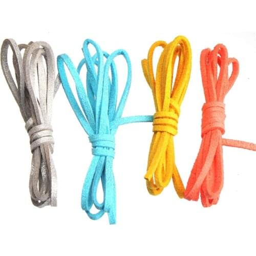 Bracelets ropes diy necklaces chokers strip thread flat 3mm cords narrow soft double velvet mixed color jewelry accessories 30m