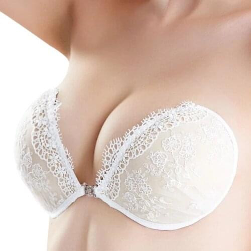 Sexy White Lace Push Up Women Bra Floral Invisible Bras for Women Wedding Dresses Seamless Strapless Womens Underwear
