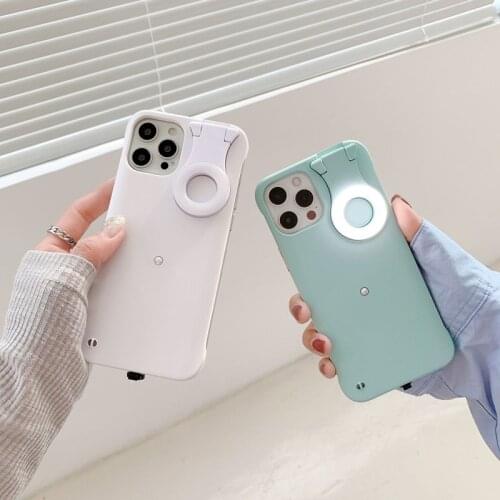 Selfie Flashlight Phone Case For iPhone 12 Mini 11 Pro Max SE2 XS XR X 7 8 Huawei Mate30 Mate40 Pro Ring Light Flash Back Cover