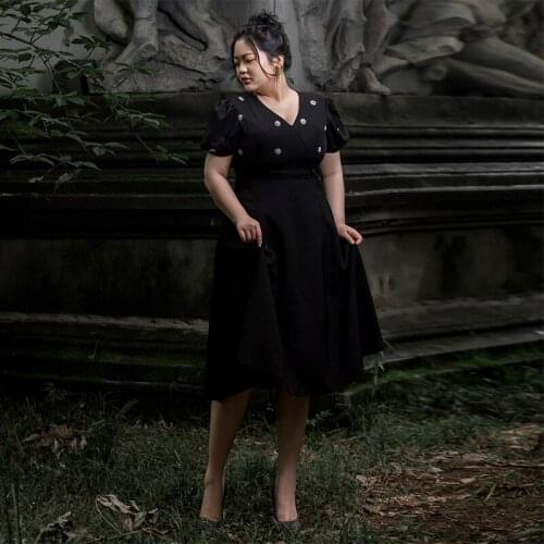 Black A-Line Evening Dresses Sexy V-Neck Short Sleeves Women Party Dress Tea-length Zipper Back New Plus Size Formal Gowns D437