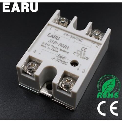 DC 3-32V Input AC 24-480V Output SSR 80A Solid State Relay SSR-80DA SSR-80 DA for PID Temperature Controller Voltage Transformer