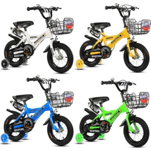 12/14/16/18 Inches Children Bike with Flash Auxiliary Wheels for 2 To 11 Year Old Kids Baby Stroller