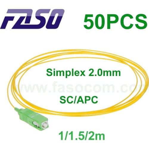 50pcs/bag 1m/1.5m/2m SC/APC Simplex SX Core 2.0mm Single Mode Fiber Optic Pigtail