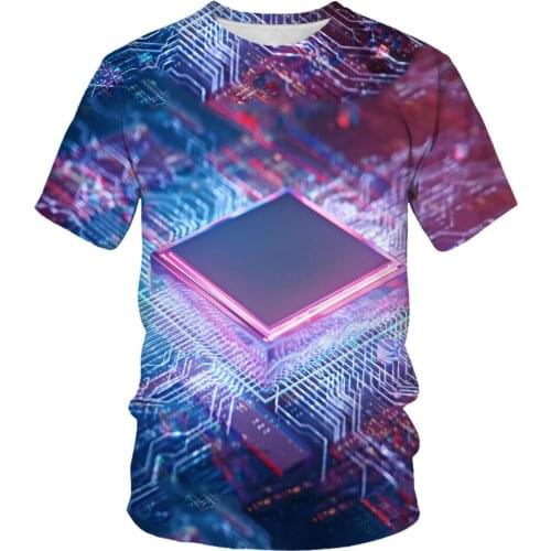 Gothic Moto Electronic chip Hip Hop tshirt Men/women 3d machine print t-shirts Summer short sleeve tee Top Harajuku Punk Style