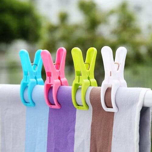 Hot sale new 8ps/set plastic hanger clips Laundry Clothes Beach Towel Pins Spring Clamp Large Clips NEW arrival