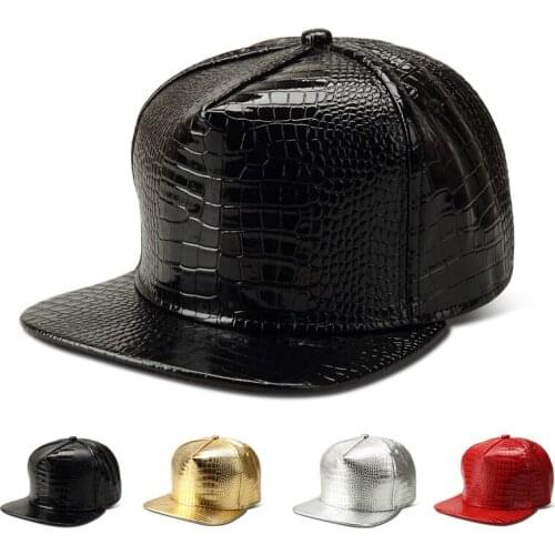 Hip hop hat for Man women Pure color Snake skin pattern Hip hop Hat Fashion Pu leather Hip hop Hat Flat eaves Baseball cap