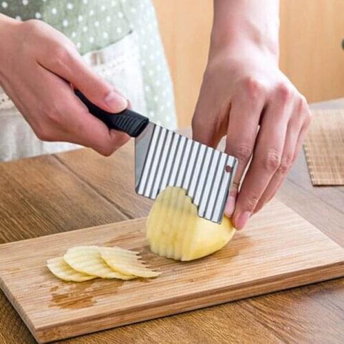 Potato French Fry Cutter Stainless Steel Serrated Blade Slicing vegetable Fruits slicer Wave Knife Chopper Kitchen Accessories