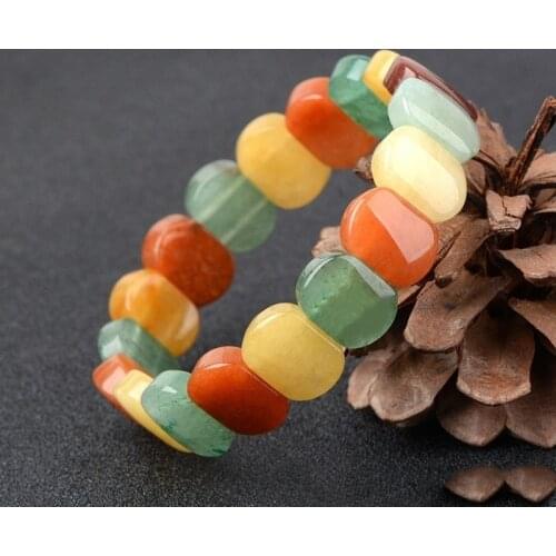 China Natural Color Dongling Jade Hand-carved Jade Bracelet Fashion Boutique Jewelry Men and Women Colorful Hand String