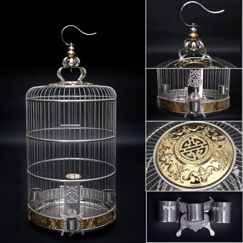 Stainless steel cage lark special new bird cage metal cage boutique large round ornamental cage villa round