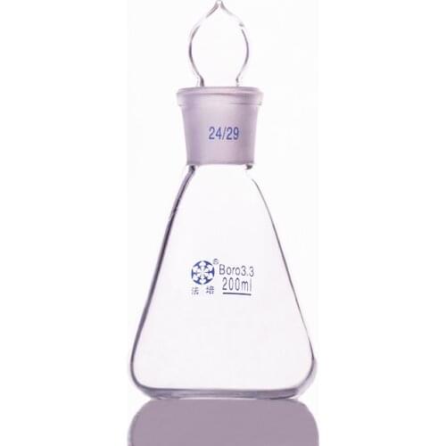 Conical flask with standard ground-in glass stopper,Capacity 200ml,joint 24/29,Erlenmeyer flask with standard ground mouth