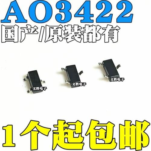 3PCS New and original AO3422 MOS Field effect tube SOT23 N AO A1 A6 - E/SN MS da converter, MOS field effect tube N/P channel