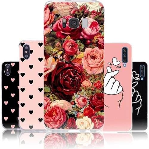 Creative rose phone case for Samsung S7 S8 S9 S20 S10 Plus cute soft protective cover A50 A30 A51 A71 A10 pink couple phone case