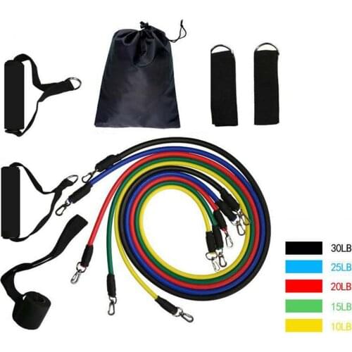 11PCS Set Latex Resistance Bands Pull Rope Rubber Expander Elastic Bands Crossfit Fitness Workout Exercise Tubes Muscle Training