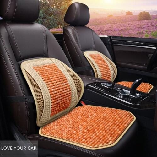 Summer car ice silk lumbar cushion mesh breathable massage lumbar cushion back cushion beads imitation jade seat waist