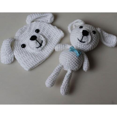 Lovely Thread Hat Doll Newborn Photography Props Set Boy Girls All Season Animal Shape Photo Clothing Doll Prop