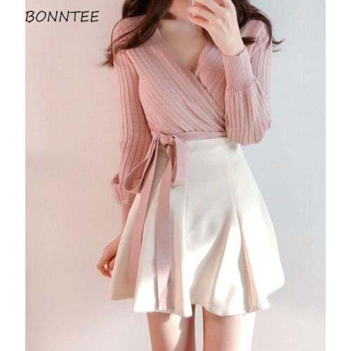 Mini Skirts Women Simple All-match Sweet Lovely School Students Summer Korean Style A-Line Solid Empire High Elasticity Soft ins