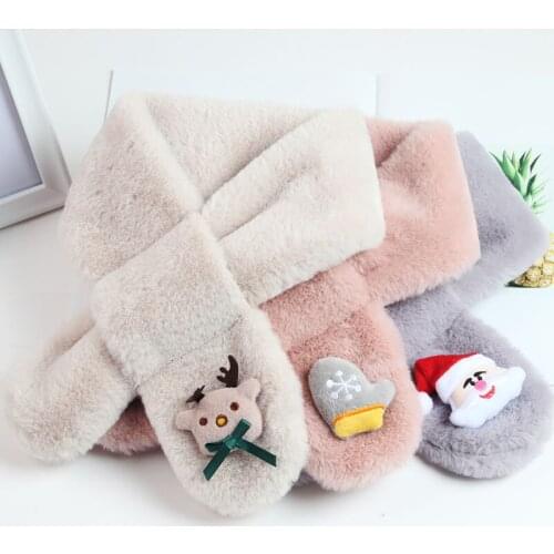 Fashion Autumn Winter Baby Children Boy Girl Cute Scarf Solid Color Imitation Rabbit Fur Collar Scarf Neck Warmer Christmas Gift