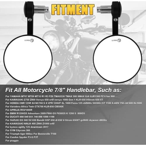 Motorcycle Mirrors CNC Bar End Mirror Cafe racer For Yamaha mt09 mt07 For Vespa z900rs For Bmw r1200gs F800GS For SUZUKI GXSR