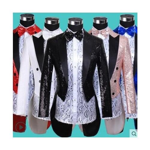 Men Tuxedo suits designs masculino homme terno stage costumes for singers jacket men sequins blazer dance star style dress punk