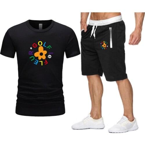 Tyler Golf Wang Oversized T-shirt 2021 MenHarajuku Brand Sets Mens Clothing Summer Beach Shorts Anime Streetwear Tracksuit