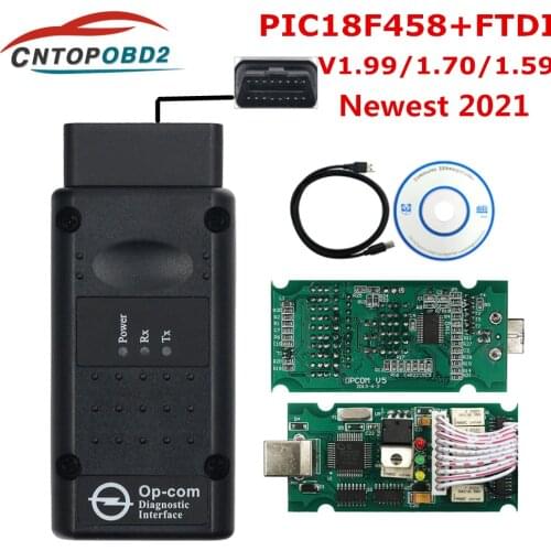 OPCOM 2021 with PIC18F458 FTDI For Opel Car Diagnostic Scanner OP COM V1.95 1.99 1.70 1.59 can be Flash update OP-COM 200603a