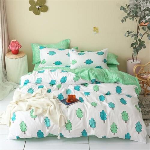 New Home Textile 3/4Pcs King Twin Bedding Set Girl Kid Teen Adult Linen Brief Flower Duvet Quilt Cover Pillowcase Bed Sheet