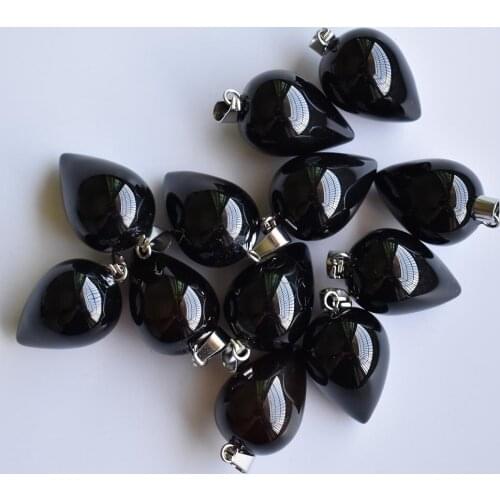 Wholesale 12pcs/lot new fashion high quality natural black onyx circular Cone shape Pendants for jewelry making free shipping