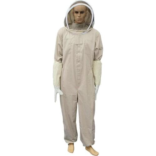 Professional Ventilated Full Body Beekeeping Bee Keeping Suit With Leather Gloves Coffee Color #CO