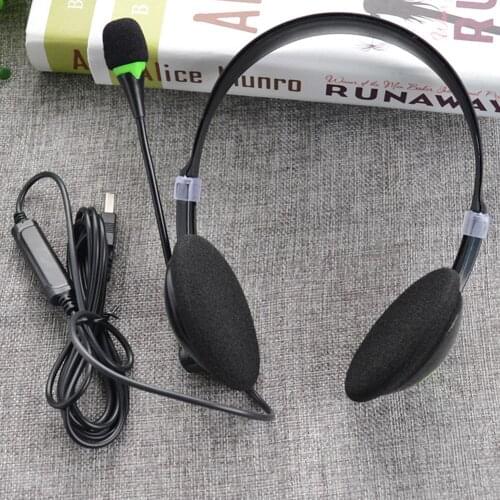USB Wired Computer Headphones with Microphone Adjustable Comfortable Business Noise-canceling Headset For PC Laptop Tablet