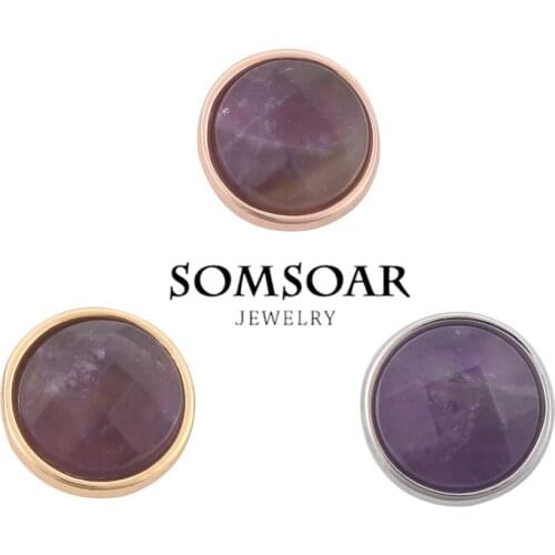 Somsoar Jewelry ROUND WISHING STONE - LAPIS - WISDOM Charms fit Leather wrappable Bracelet Necklace10pcs/lot