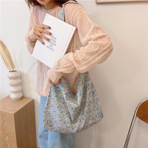 Women Floral Canvas Bag Portable Environmental Boho Large Capacity Ladies Shopping Bags