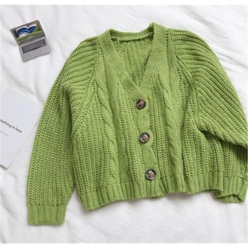 2020 Korean Style Knitted Sweater Cardigans Women Long Sleeve Single Breaster Female Cardigan Solid Sweaters Sueter Mujer PZ3317
