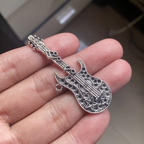 12PCS/Lot Punk Guitar Music Charm Pendant For DIY Punk Necklace Handmade Keychain Accessories Fashion Jewelry Making Findings