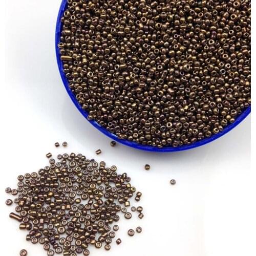 16g 1000pcs 2mm 12/0 Brown Metal Color Opaque Round Loose Spacer Beads Cezch Glass Seed Beads Handmade Jewelry DIY Garment Bead