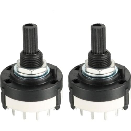 Uxcell 1/3 Pole 4/12 Throw Single Deck Band Channel Rotary Switch Selector with Black Plastic Knob for Electronic Devices 2PCS