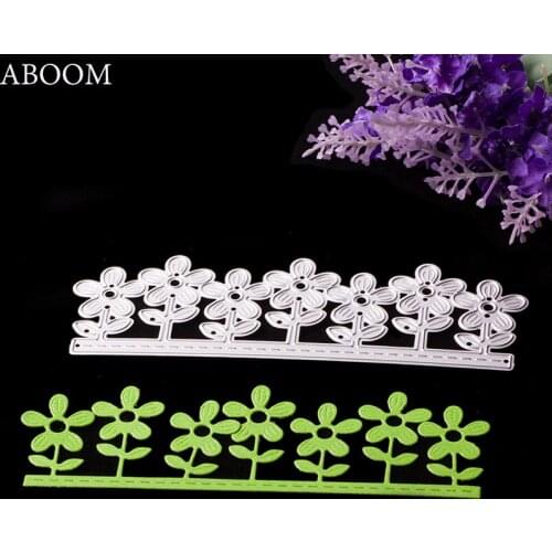 ABOOM 1PC Fresh Flower Design Silver Metal Cutting Dies Scrapbook Diary Notebook Seven Floral Design Die Cuts DIY Card Template
