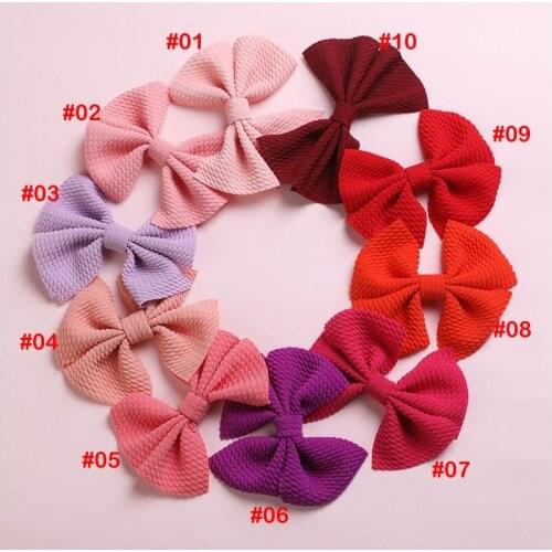 4 inch 36Pcs Solid Waffle Texture Hair Bows Nylon Headband or Hair Clips For Baby Girls Kids Hair Accessories