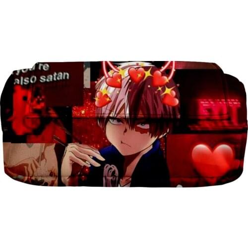 My Hero Academia Todoroki Shoto 3D Merch School large clutch bag, suitable for girls, boys, teenagers, cute double Kawaii bag