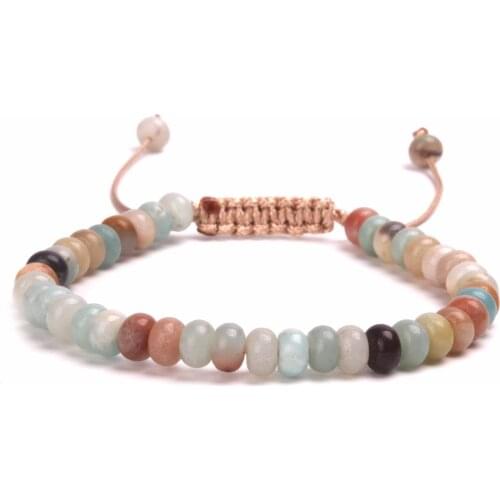 Women & Man Lucky Friendship Bracelet 4*6mm Abacus Beads Amazonite Stone Bead Bracelet Tiger Eye Stone Onyx Jewelry