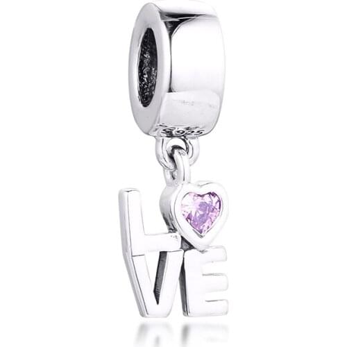 CKK Fit Pandora Bracelet 925 Sterling Silver Pink Crystal All About Love Beads Charms DIY Jewelry Making Wholesale
