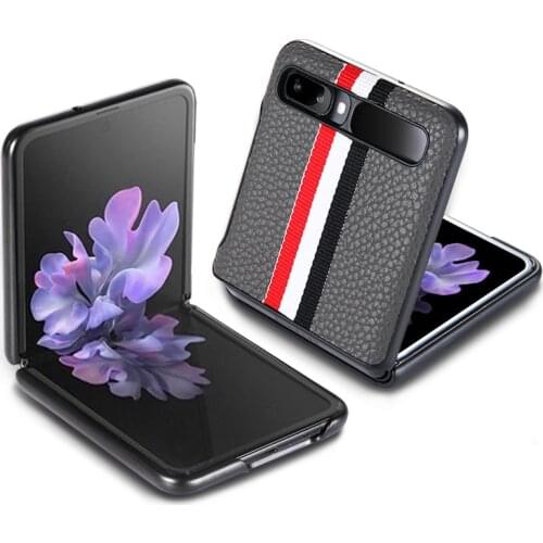 Fashion Litchi grain cross pattern for Samsung Galaxy Z Flip Cover Anti-knock luxury leather plain weave Cases for f7000 2021